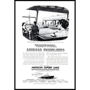 1953 American Export Lines Cruise Ships Vintage Print Ad Sea Island Club Pool